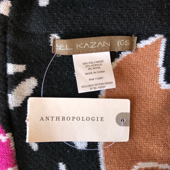 Anthropologie Bel Kazan Georgie Snood Black Motif Print Scarf Neck Warmer - Picture 7 of 8